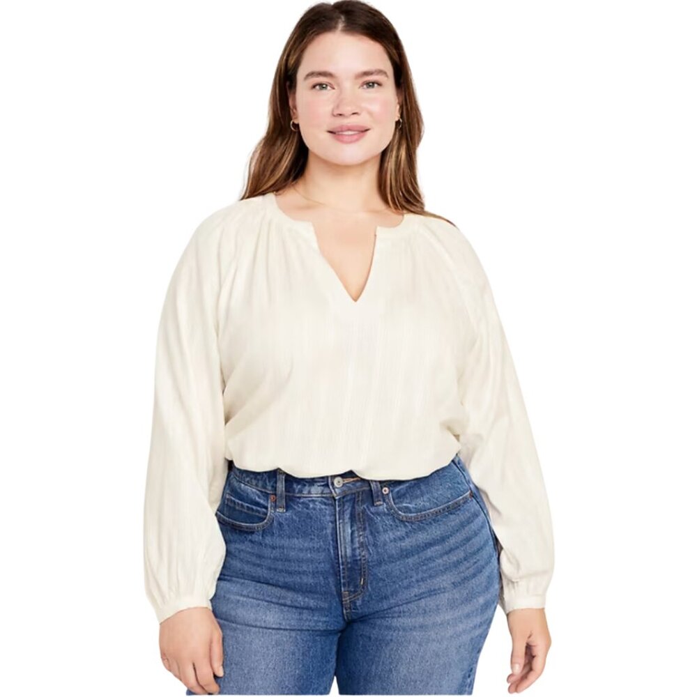 Off White Textured Dobby Top